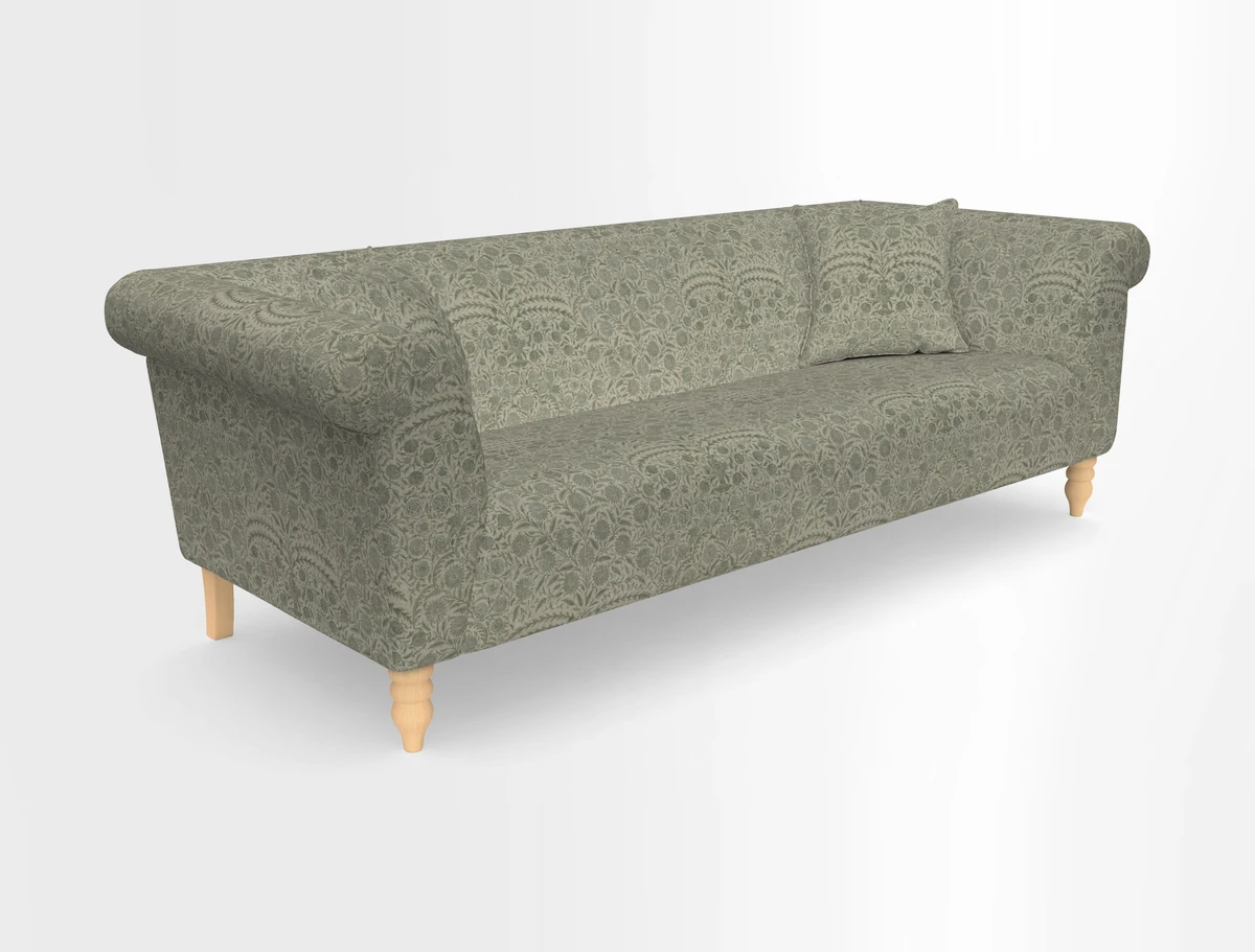 Exbury 3-seater sofa in Frond Stripe Large Storm with scatters in Frond All Over
