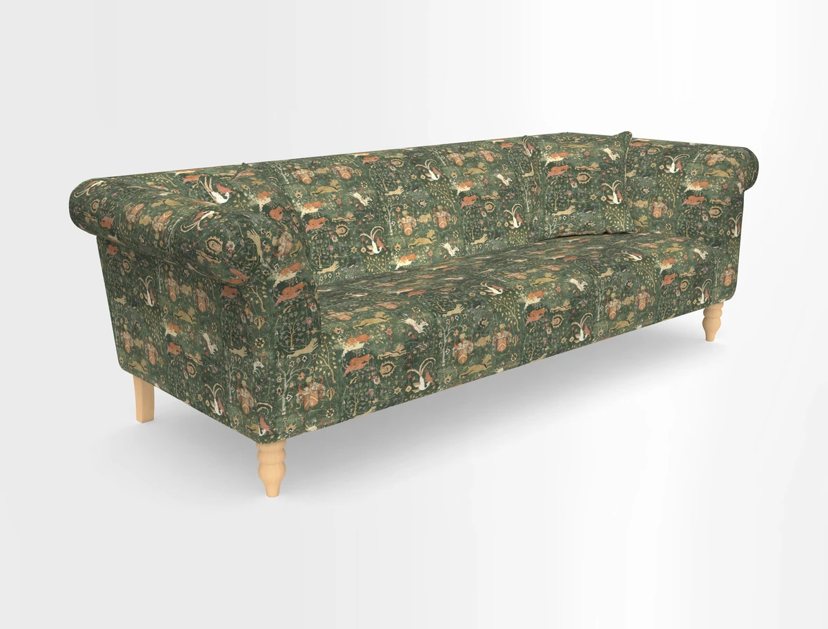 Exbury 3-seater sofa in Frond Stripe Large Storm with scatters in Frond All Over
