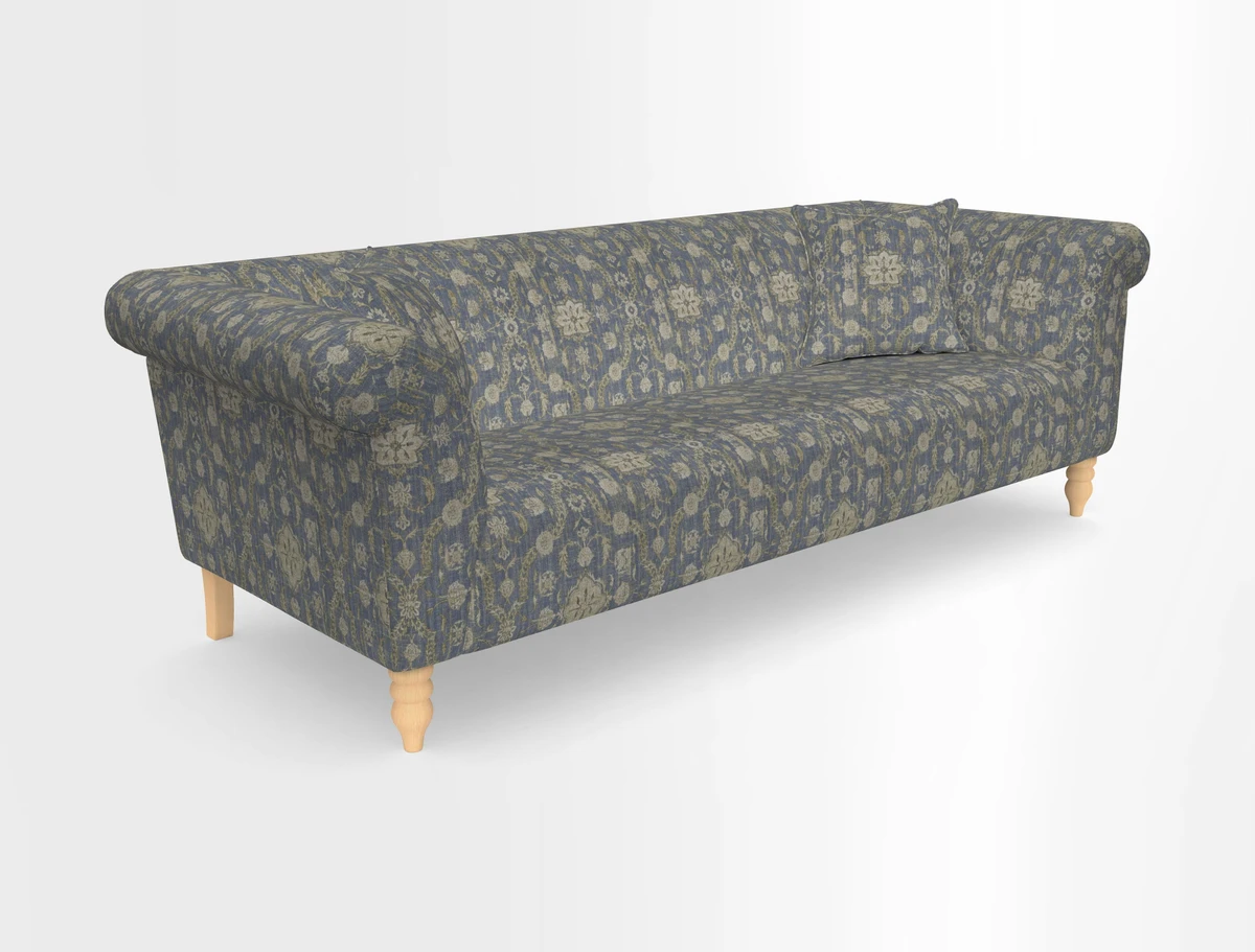 Exbury 3-seater sofa in Frond Stripe Large Storm with scatters in Frond All Over
