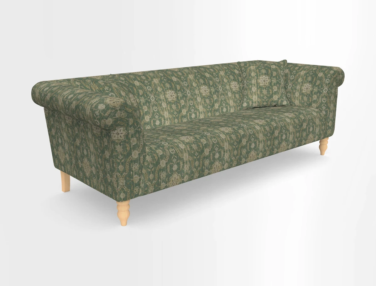 Exbury 3-seater sofa in Frond Stripe Large Storm with scatters in Frond All Over