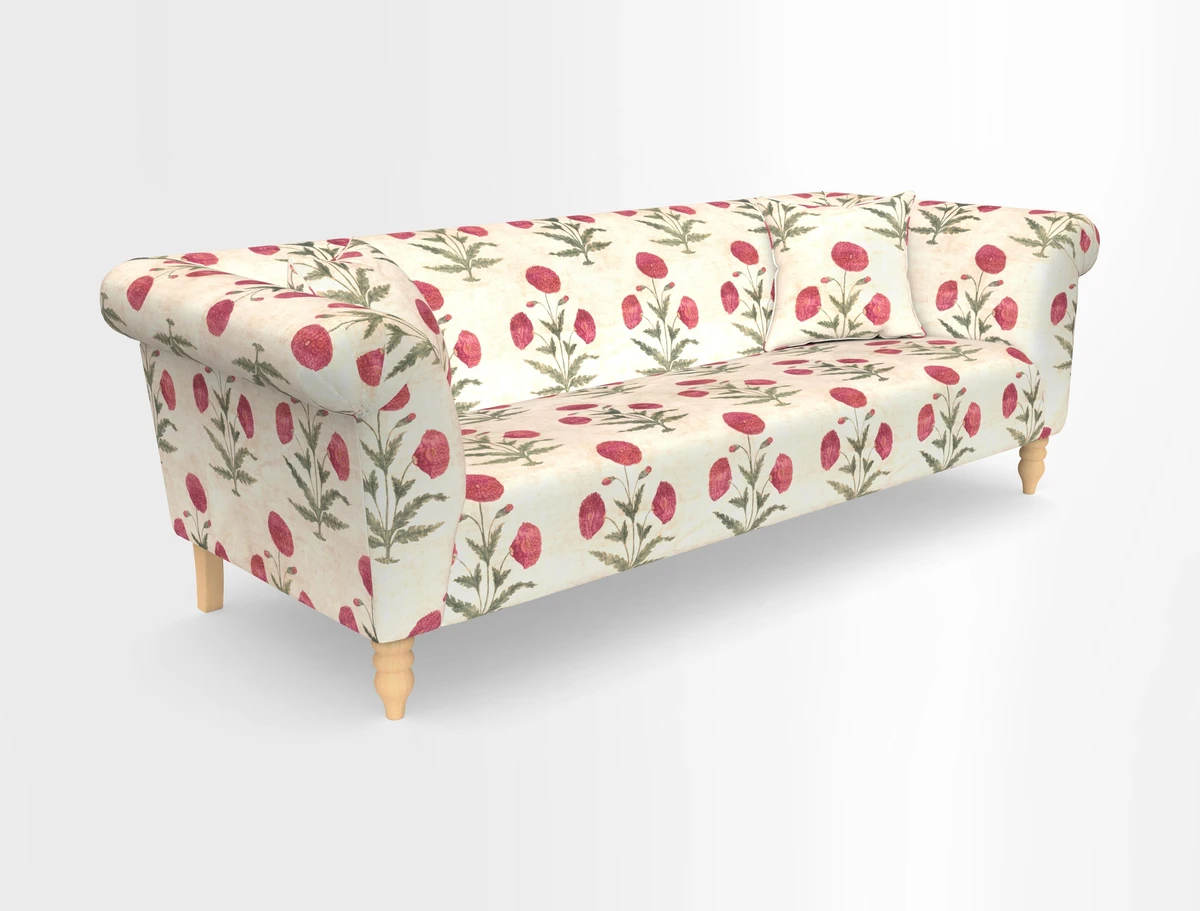 Exbury 3-seater sofa in Frond Stripe Large Storm with scatters in Frond All Over