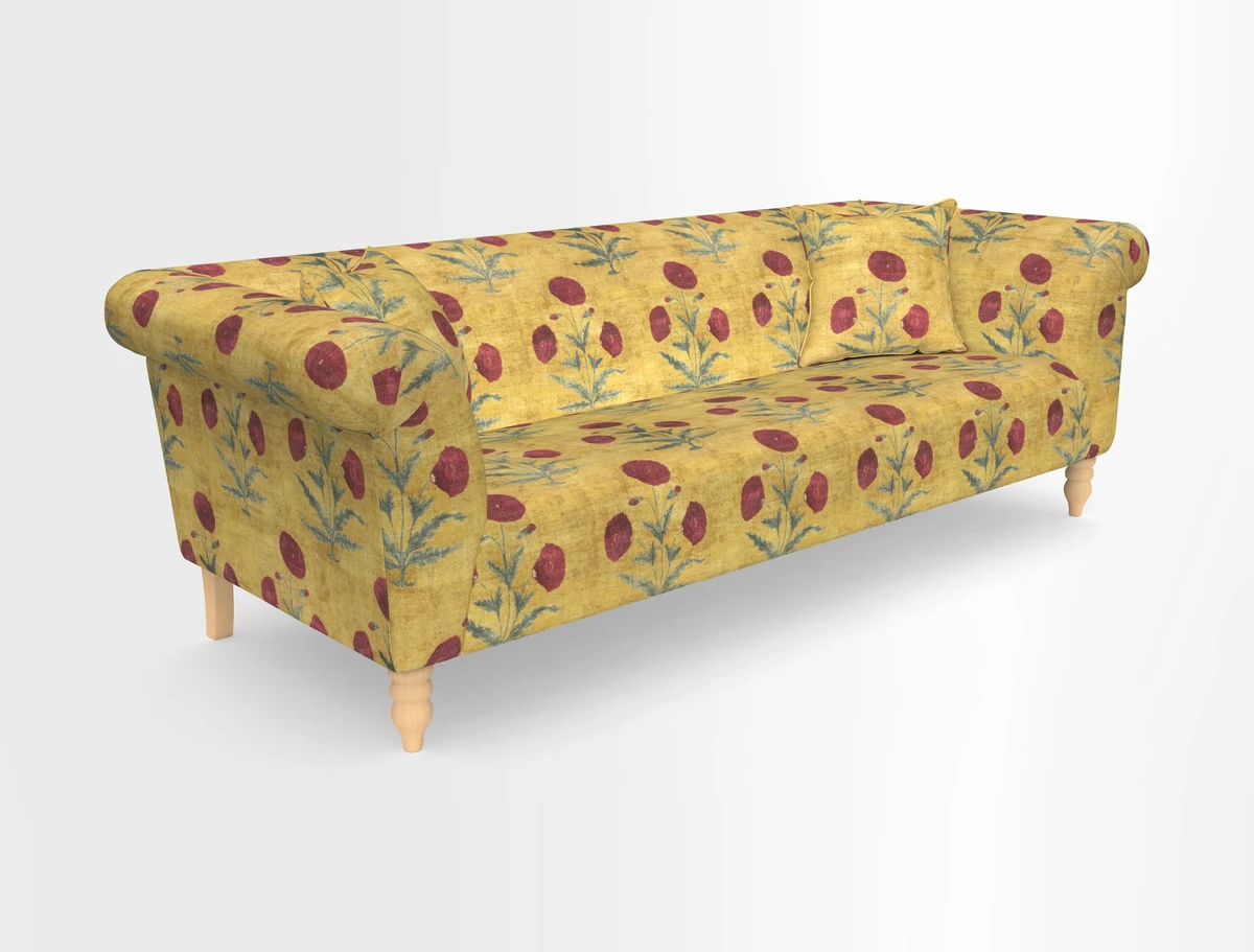 Exbury 3-seater sofa in Frond Stripe Large Storm with scatters in Frond All Over