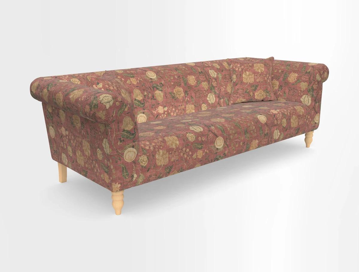 Exbury 3-seater sofa in Frond Stripe Large Storm with scatters in Frond All Over