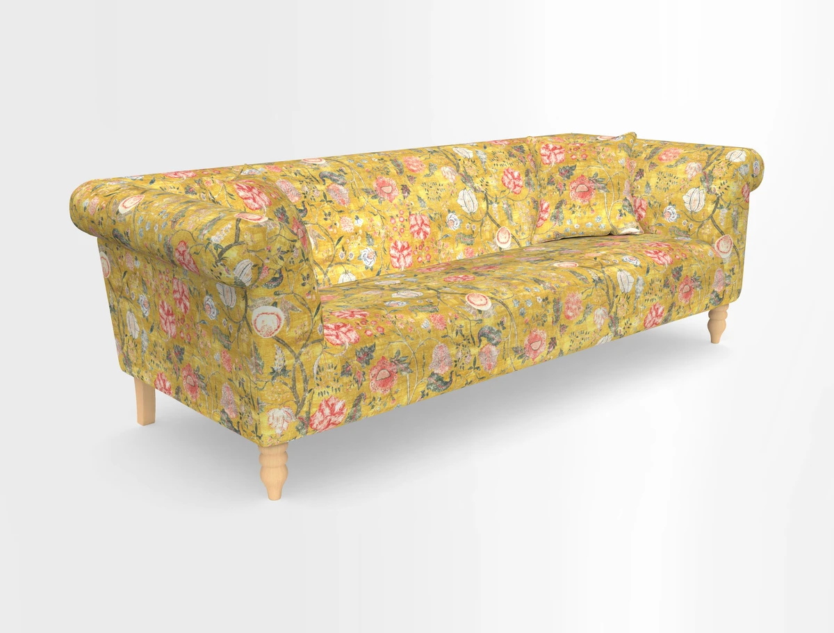 Exbury 3-seater sofa in Frond Stripe Large Storm with scatters in Frond All Over