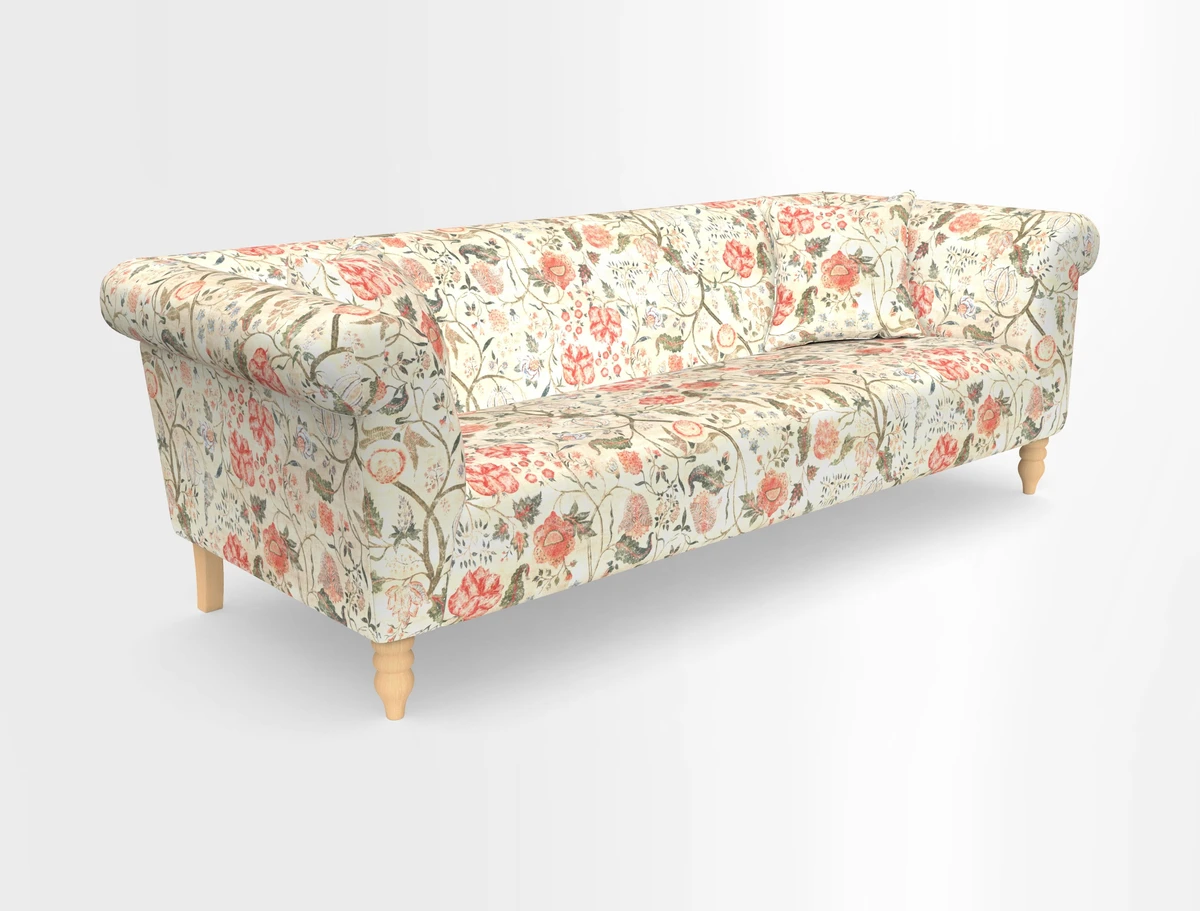 Exbury 3-seater sofa in Frond Stripe Large Storm with scatters in Frond All Over
