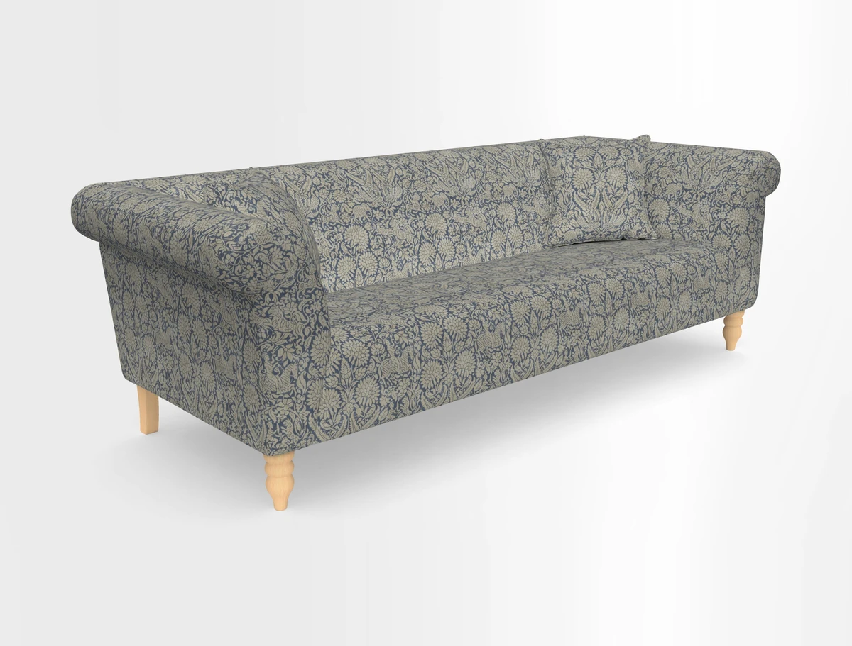 Exbury 3-seater sofa in Frond Stripe Large Storm with scatters in Frond All Over