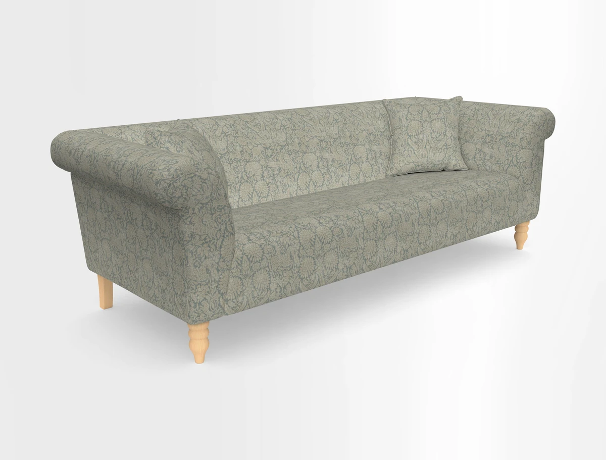 Exbury 3-seater sofa in Frond Stripe Large Storm with scatters in Frond All Over