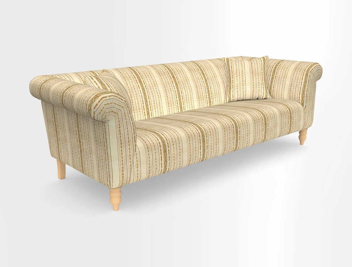 Exbury 3-seater sofa in Frond Stripe Large Storm with scatters in Frond All Over