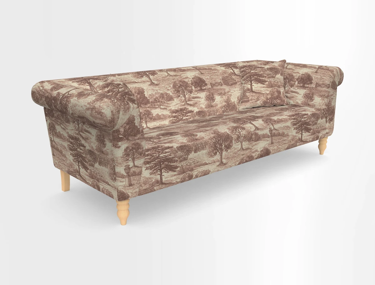 Exbury 3-seater sofa in Frond Stripe Large Storm with scatters in Frond All Over