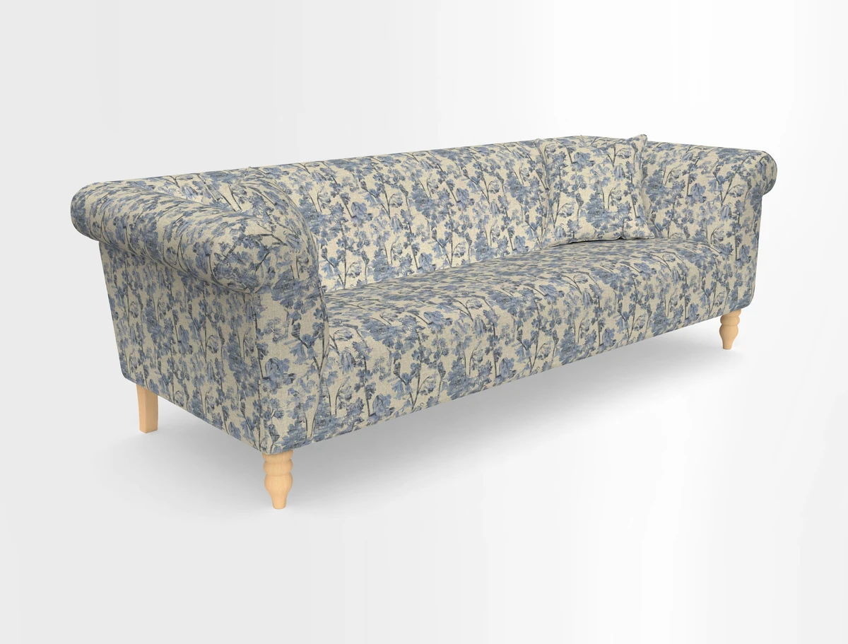 Exbury 3-seater sofa in Frond Stripe Large Storm with scatters in Frond All Over