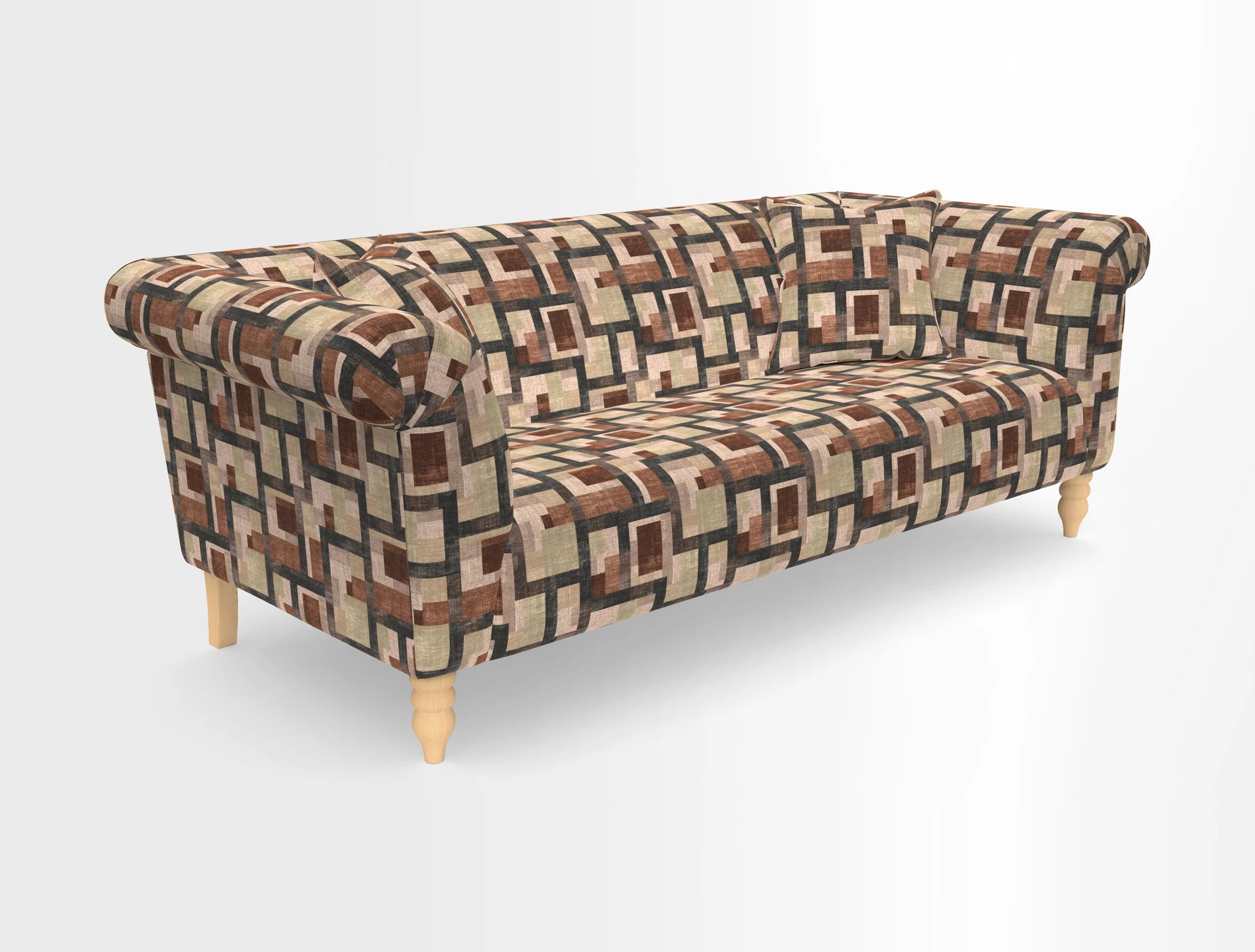 Exbury 3-seater sofa in Frond Stripe Large Storm with scatters in Frond All Over