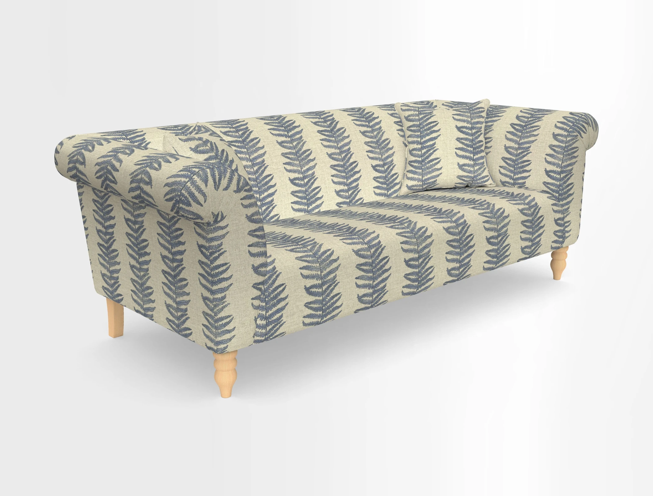 Exbury 3-seater sofa in Frond Stripe Large Storm with scatters in Frond All Over
