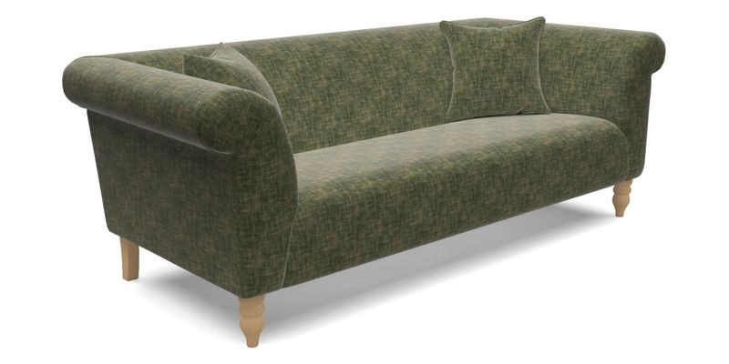 Exbury 3 Seater Sofa in Padua Pavement Forest with Scatters in Gertrude Jekyll Velvet Ink
