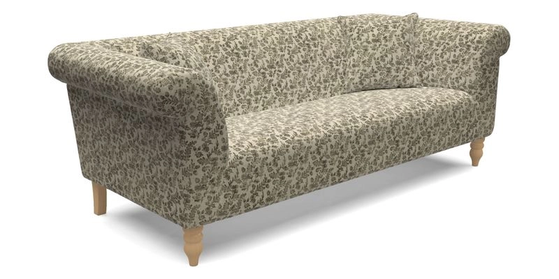 Exbury 3 seater sofa in Padua Pavement Forest with scatters in Gertrude Jekyll Velvet Ink