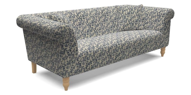 Exbury 3 seater sofa in Padua Pavement Forest with scatters in Gertrude Jekyll Velvet Ink