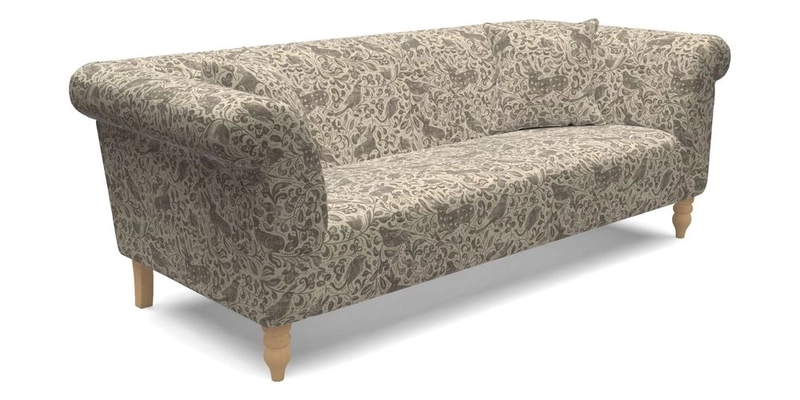 Exbury 3 Seater Sofa in Padua Pavement Forest with Scatters in Gertrude Jekyll Velvet Ink