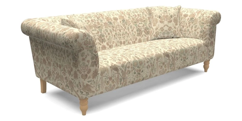 Exbury 3 Seater Sofa in Padua Pavement Forest with Scatters in Gertrude Jekyll Velvet Ink