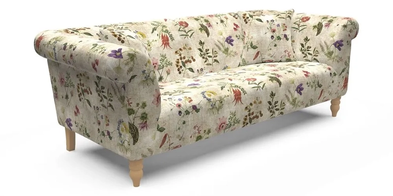 Exbury 3 Seater Sofa in Padua Pavement Forest with Scatters in Gertrude Jekyll Velvet Ink
