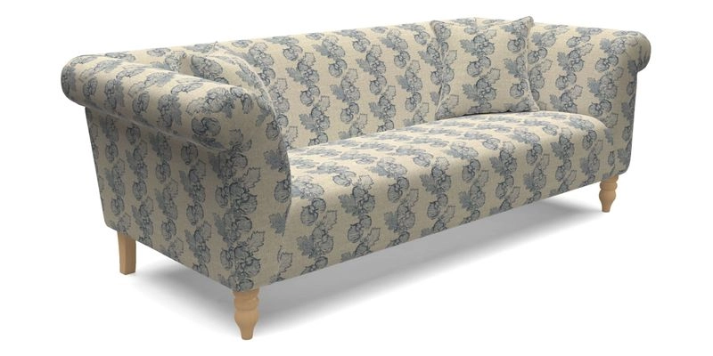 Exbury 3 seater sofa in Padua Pavement Forest with scatters in Gertrude Jekyll Velvet Ink