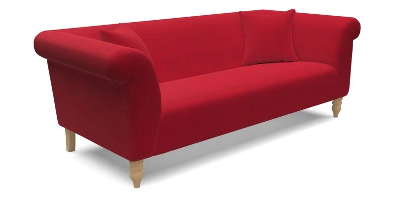 Exbury 3 seater sofa in Padua Pavement Forest with scatters in Gertrude Jekyll Velvet Ink