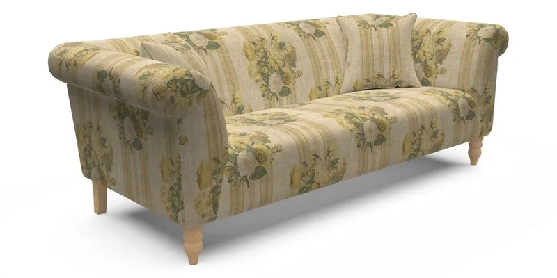 Exbury 3 Seater Sofa in Padua Pavement Forest with Scatters in Gertrude Jekyll Velvet Ink