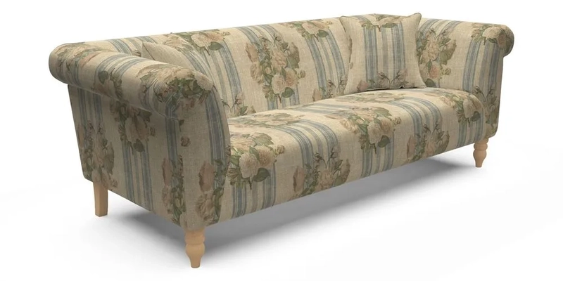  Exbury 4 Seater Sofa in Threads of India Opulent Velvets Paisley Splendour Rouge