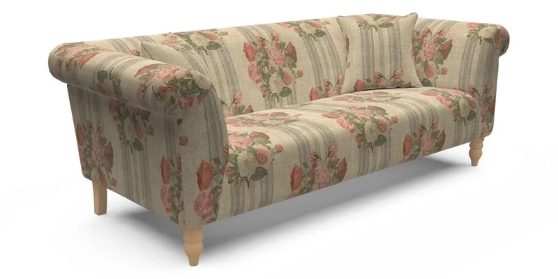  Exbury 4 Seater Sofa in Threads of India Opulent Velvets Paisley Splendour Rouge