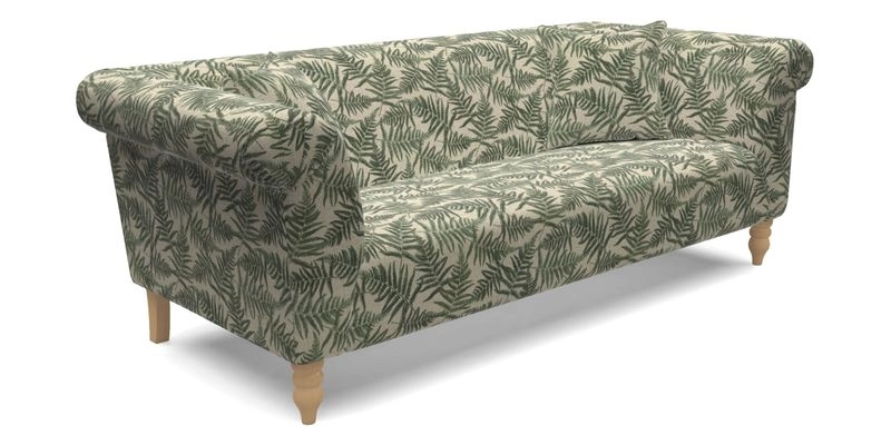 Exbury 3 seater sofa in Padua Pavement Forest with scatters in Gertrude Jekyll Velvet Ink