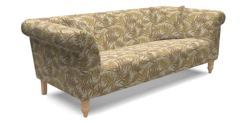 Exbury 3 seater sofa in Padua Pavement Forest with scatters in Gertrude Jekyll Velvet Ink