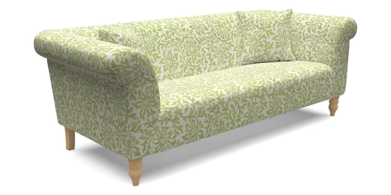 Exbury 3 Seater Sofa in Padua Pavement Forest with Scatters in Gertrude Jekyll Velvet Ink