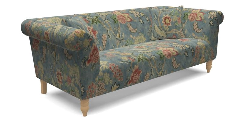 Exbury 3 Seater Sofa in Padua Pavement Forest with Scatters in Gertrude Jekyll Velvet Ink