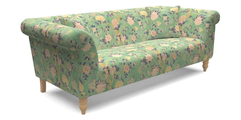 Exbury 3 Seater Sofa in Padua Pavement Forest with Scatters in Gertrude Jekyll Velvet Ink
