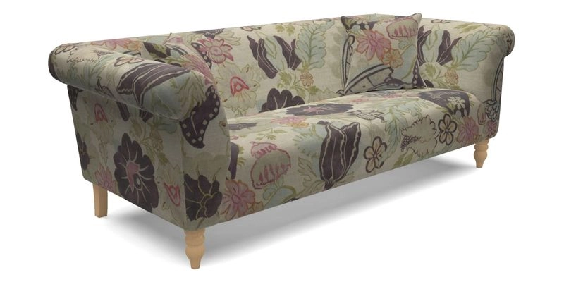 Exbury 3 Seater Sofa in Padua Pavement Forest with Scatters in Gertrude Jekyll Velvet Ink