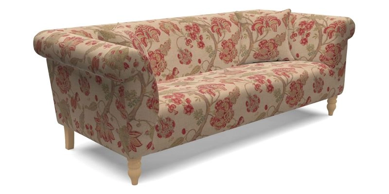  Exbury 4 Seater Sofa in Threads of India Opulent Velvets Paisley Splendour Rouge