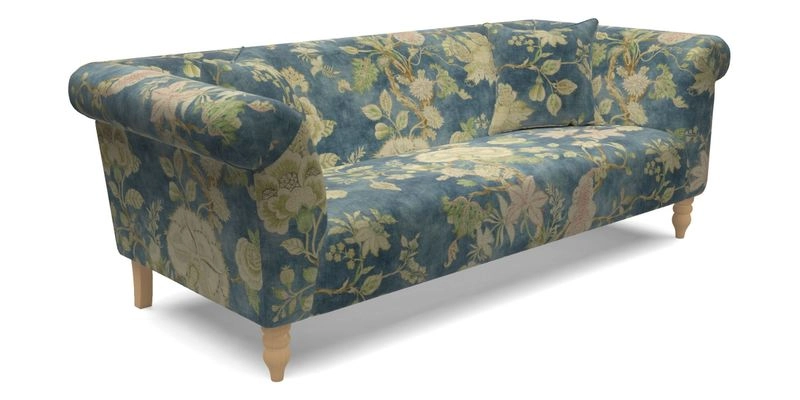 Exbury 3 Seater Sofa in Padua Pavement Forest with Scatters in Gertrude Jekyll Velvet Ink