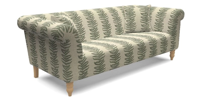 Exbury 3 seater sofa in Padua Pavement Forest with scatters in Gertrude Jekyll Velvet Ink