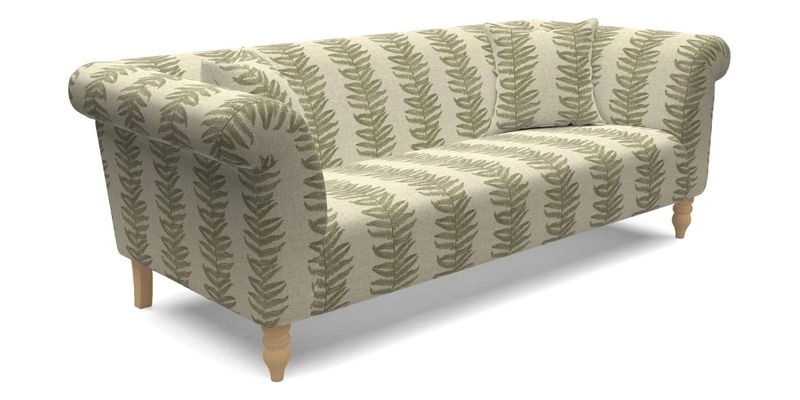 Exbury 3 seater sofa in Padua Pavement Forest with scatters in Gertrude Jekyll Velvet Ink