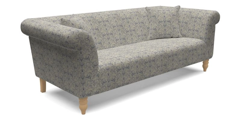 Exbury 3 Seater Sofa in Padua Pavement Forest with Scatters in Gertrude Jekyll Velvet Ink