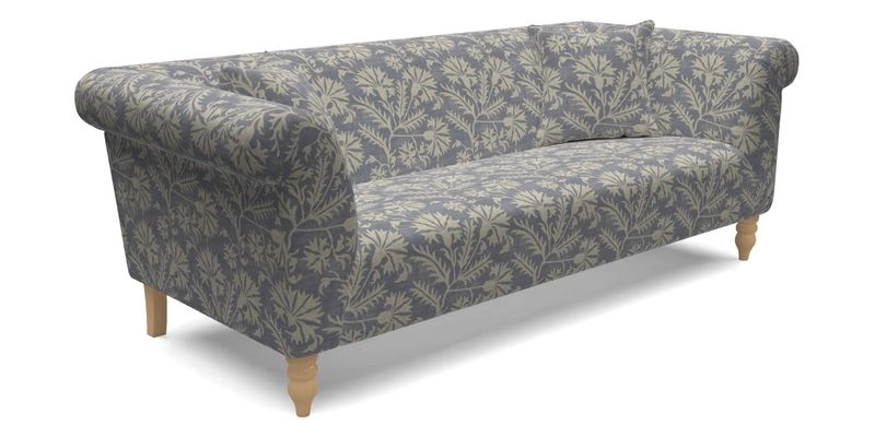 Exbury 3 Seater Sofa in Padua Pavement Forest with Scatters in Gertrude Jekyll Velvet Ink