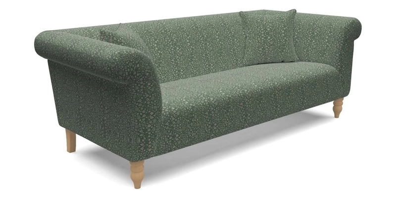 Exbury 3 Seater Sofa in Padua Pavement Forest with Scatters in Gertrude Jekyll Velvet Ink