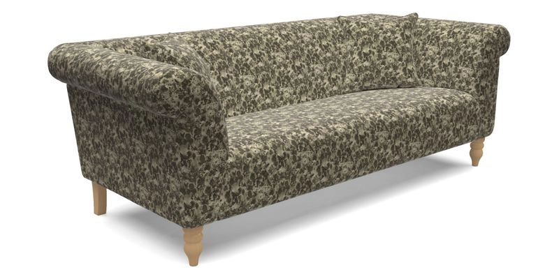 Exbury 3 seater sofa in Padua Pavement Forest with scatters in Gertrude Jekyll Velvet Ink