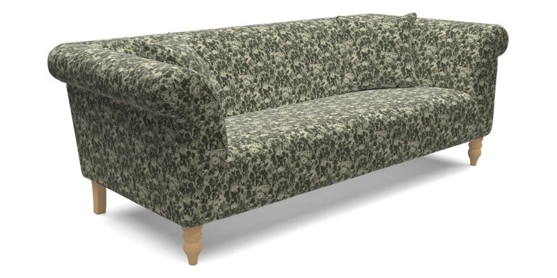Exbury 3 seater sofa in Padua Pavement Forest with scatters in Gertrude Jekyll Velvet Ink