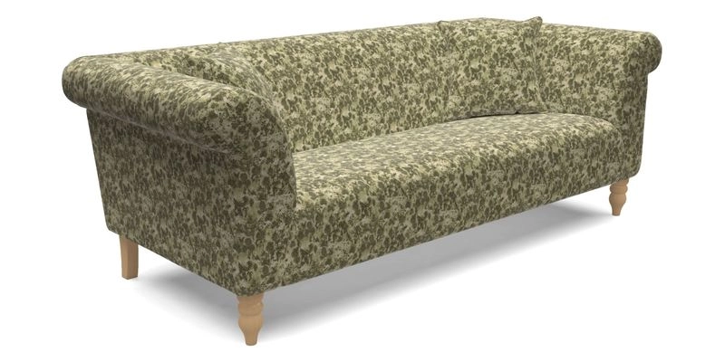 Exbury 3 seater sofa in Padua Pavement Forest with scatters in Gertrude Jekyll Velvet Ink