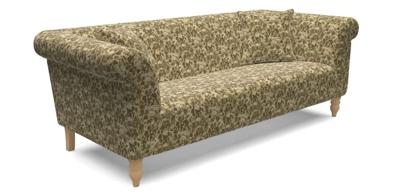 Exbury 3 seater sofa in Padua Pavement Forest with scatters in Gertrude Jekyll Velvet Ink