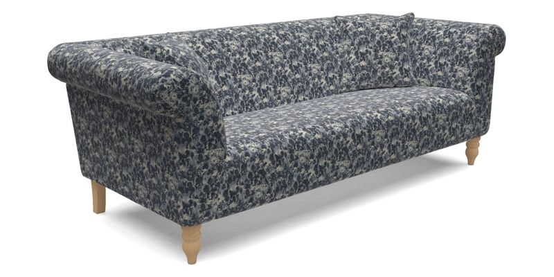 Exbury 3 seater sofa in Padua Pavement Forest with scatters in Gertrude Jekyll Velvet Ink