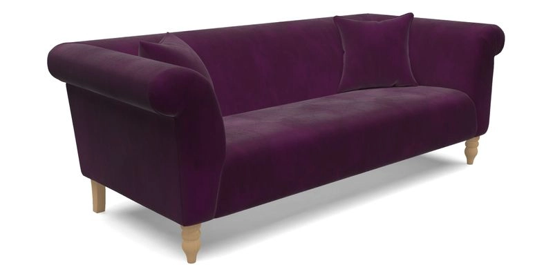 Exbury 3 Seater Sofa in Padua Pavement Forest with Scatters in Gertrude Jekyll Velvet Ink