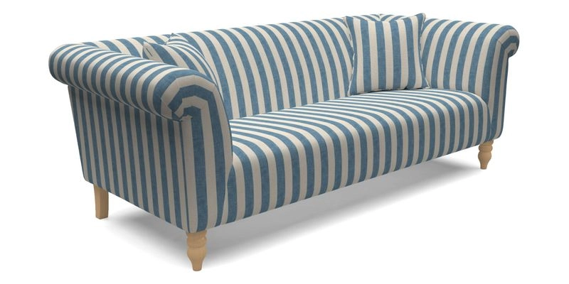 Exbury 3 Seater Sofa in Padua Pavement Forest with Scatters in Gertrude Jekyll Velvet Ink