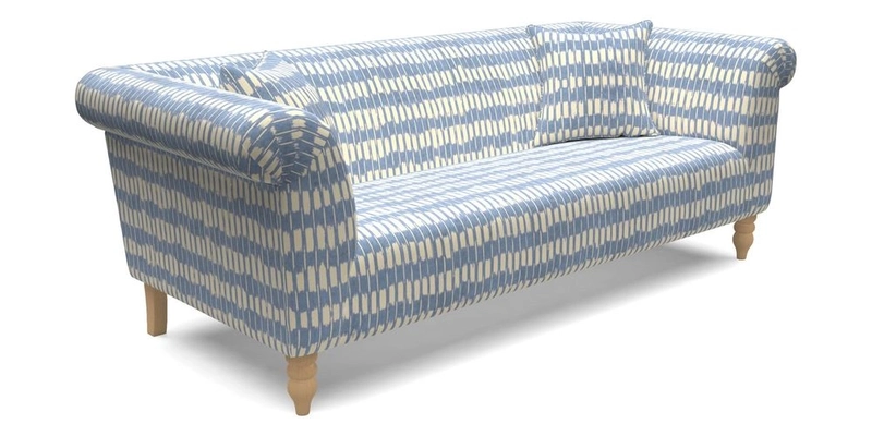 Exbury 3 Seater Sofa in Padua Pavement Forest with Scatters in Gertrude Jekyll Velvet Ink