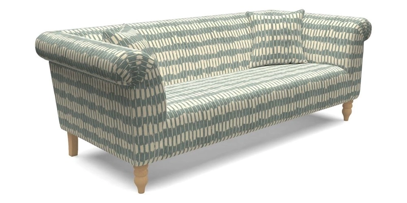 Exbury 3 Seater Sofa in Padua Pavement Forest with Scatters in Gertrude Jekyll Velvet Ink