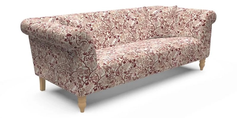  Exbury 4 Seater Sofa in Threads of India Opulent Velvets Paisley Splendour Rouge